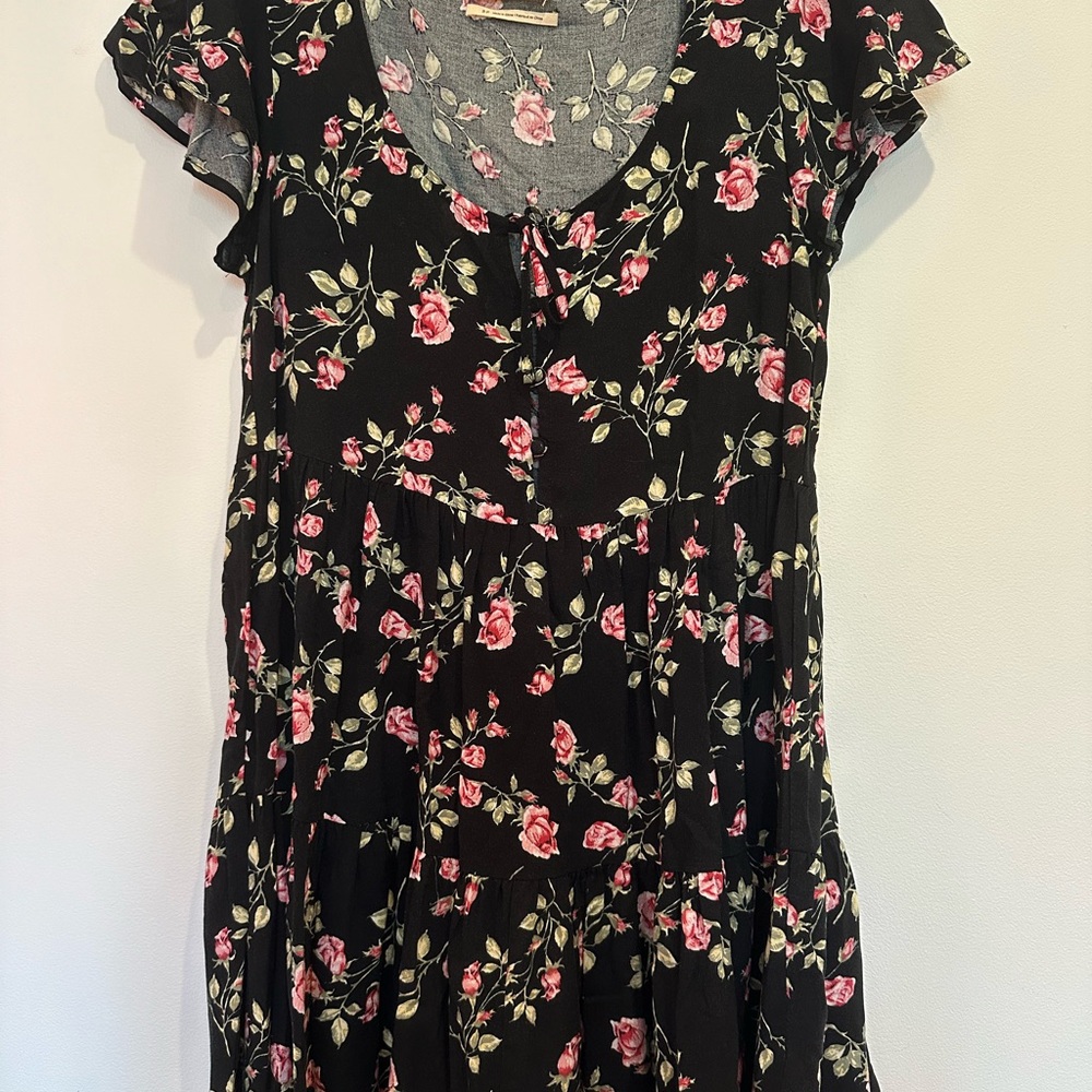 Urban Outfitters Black Dress with Pink Floral Pattern